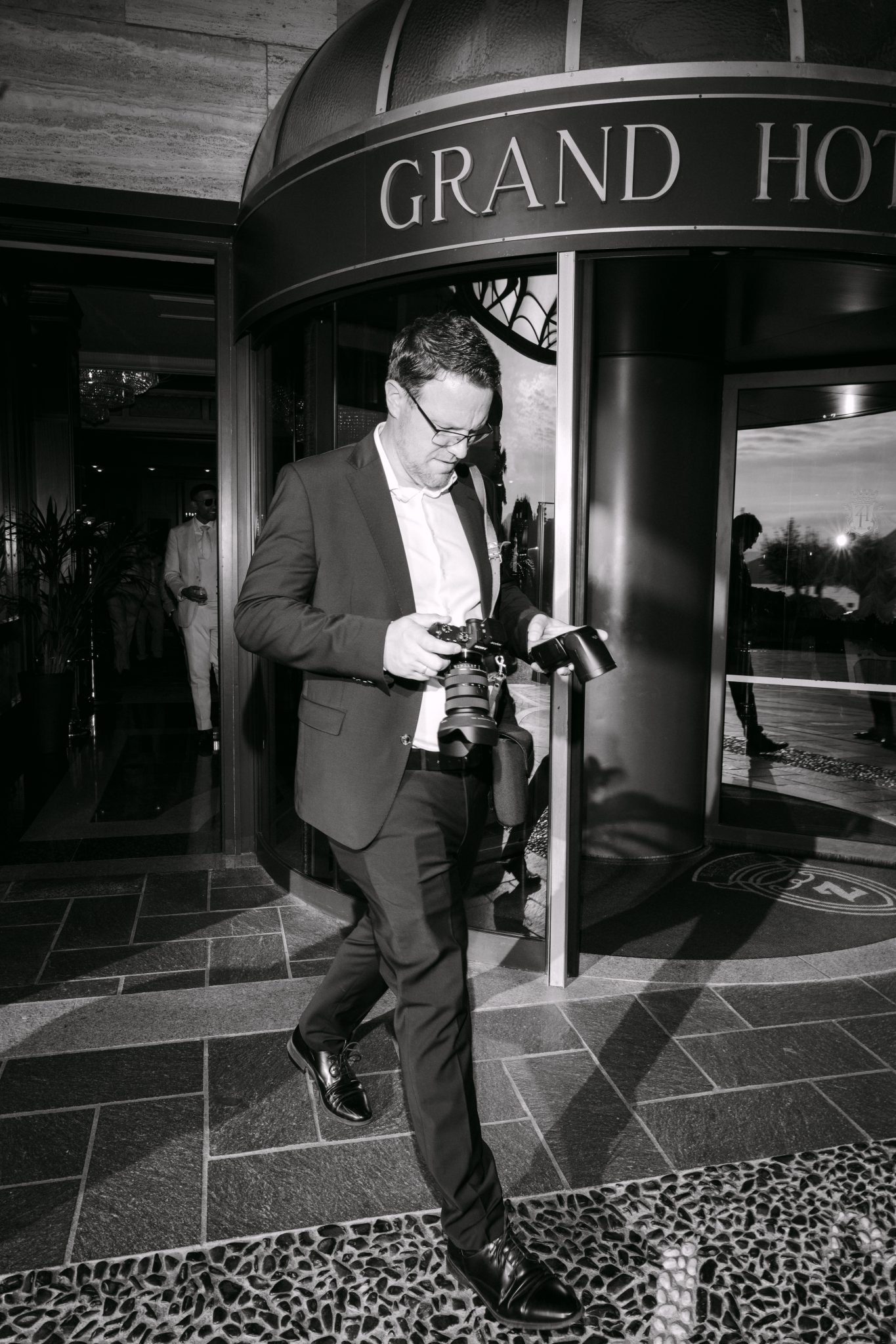 Dennis Brandt photographing at a destination wedding venue