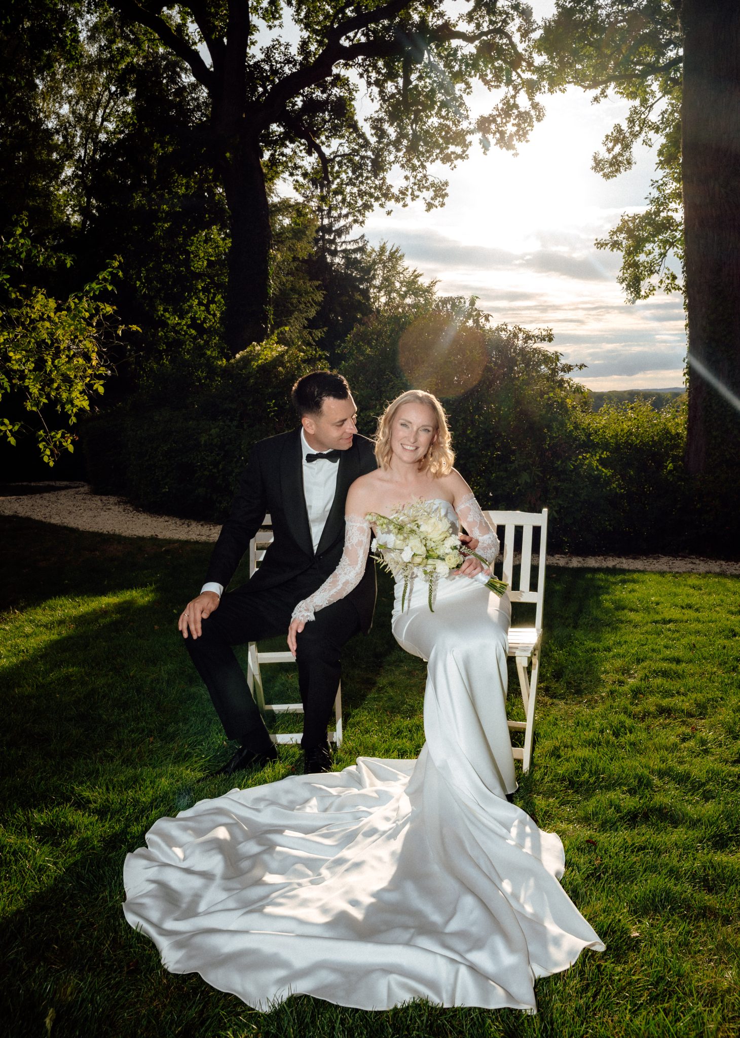 Couple at their destination wedding, editorial portrait